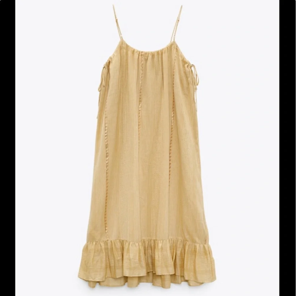 Zara embroidered ruffly embellished long cotton summer dress